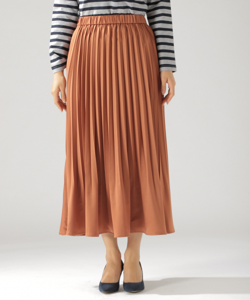 BAYFLOW（ベイフロー）の「サテンプリーツロングスカート（スカート・レディース・スカイブルー/ブラウン/グレー/ピンク・SMALL/MEDIUM）」の13枚目の写真