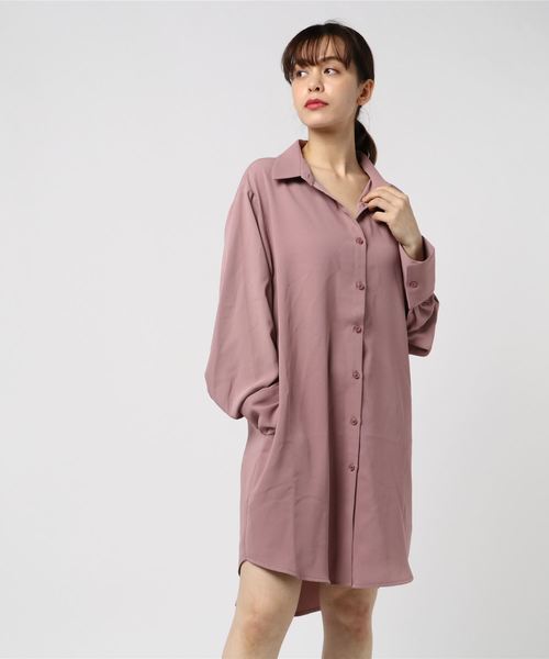 PUNYUS（プニュズ）の「シャツワンピース（シャツワンピース・レディース・ブラック/ベージュ/ピンク/ブルー・1/2/4/3）」の4枚目の写真