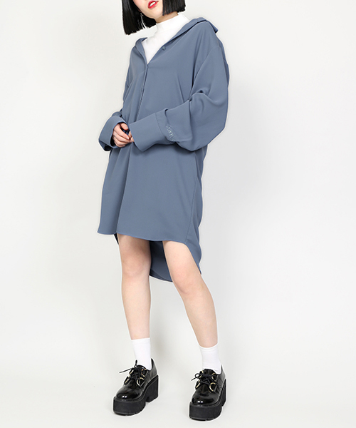 PUNYUS（プニュズ）の「シャツワンピース（シャツワンピース・レディース・ブラック/ベージュ/ピンク/ブルー・1/2/4/3）」の3枚目の写真