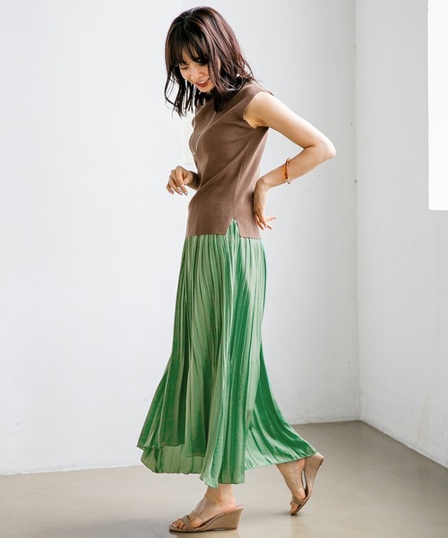 A part by（アパートバイ）の「Pランダムプリーツスカート　 831897（スカート・レディース・ベージュ/ブラウン/ブルー/グリーン・FREE）」の9枚目の写真