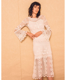 カーサフライン CASA FLINE ハンドクロシェニットスカート ロング 白 CASA FLINE - HAND CROCHET KNIT SKIRT / ハンドクロシェニット