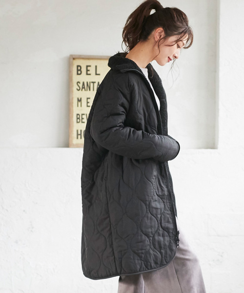 KOBE LETTUCE（コウベレタス）の「スタンドカラー・ノーカラー2typeリバーシブルロングボアフリースブルゾンコート（ブルゾン・レディース・ホワイト系その他2/ホワイト系その他3/ブラウン系その他/ブラック系その他/アイボリー/ホワイト系その他/ブラウン/ブラック・2/1）」の6枚目の写真