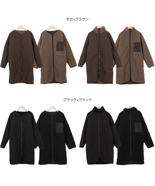 KOBE LETTUCE（コウベレタス）の「スタンドカラー・ノーカラー2typeリバーシブルロングボアフリースブルゾンコート（ブルゾン・レディース・ホワイト系その他2/ホワイト系その他3/ブラウン系その他/ブラック系その他/アイボリー/ホワイト系その他/ブラウン/ブラック・2/1）」の15枚目の写真