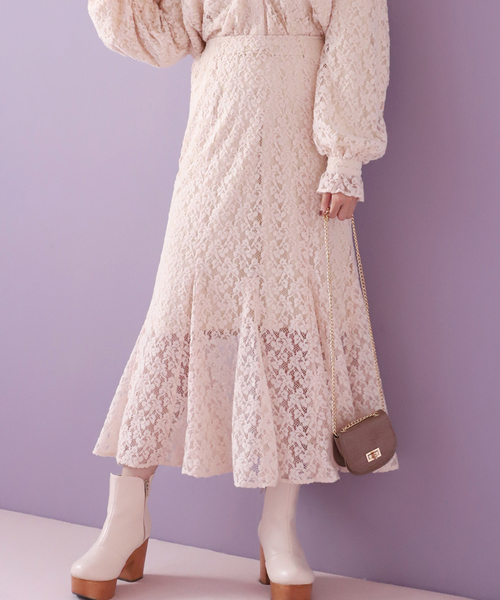 one after another NICE CLAUP（ワンアフターアナザーナイスクラップ）の「チューリップアソートスカート（スカート・レディース・アイボリー/ブルー系その他/レオパード/チェック・FREE）」の2枚目の写真