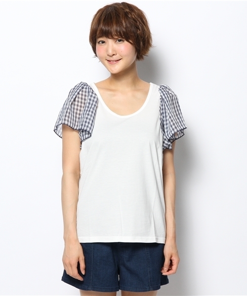 Kastane（カスタネ）の「【Kastane】袖シフォンプルオーバー（Tシャツ/カットソー・レディース・ホワイト/ネイビー/その他20/クリーム・FREE）」の7枚目の写真