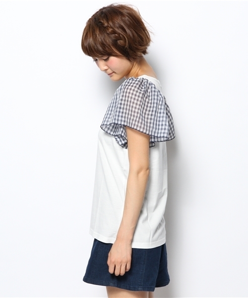 Kastane（カスタネ）の「【Kastane】袖シフォンプルオーバー（Tシャツ/カットソー・レディース・ホワイト/ネイビー/その他20/クリーム・FREE）」の6枚目の写真