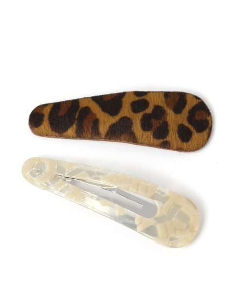 GLOBAL WORK（グローバルワーク）の「2P合皮ヘアセット/861259（ヘアピン・レディース・ダークブラウン/ブラウン/グリーン・FREE）」の2枚目の写真