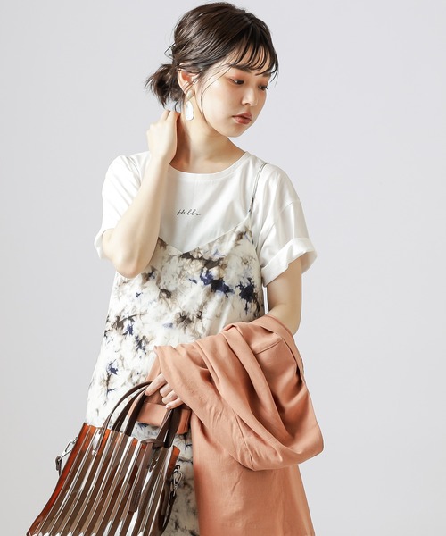 natural couture（ナチュラルクチュール）の「グリーティングロゴT（Tシャツ/カットソー・レディース・オフホワイト/ライトベージュ/パープル/オレンジ・FREE）」の2枚目の写真