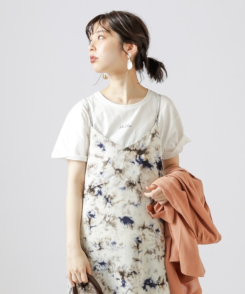 natural couture（ナチュラルクチュール）の「グリーティングロゴT（Tシャツ/カットソー・レディース・オフホワイト/ライトベージュ/パープル/オレンジ・FREE）」の5枚目の写真