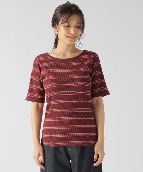BAYFLOW(ベイフロー)の「マルチボーダーリブプルオーバー(Tシャツ/カットソー・レディース・ボルドー/グリーン・SMALL/MEDIUM)」の10枚目の写真