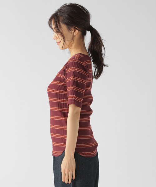 BAYFLOW(ベイフロー)の「マルチボーダーリブプルオーバー(Tシャツ/カットソー・レディース・ボルドー/グリーン・SMALL/MEDIUM)」の9枚目の写真