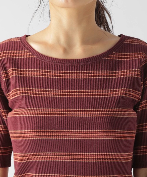 BAYFLOW(ベイフロー)の「マルチボーダーリブプルオーバー(Tシャツ/カットソー・レディース・ボルドー/グリーン・SMALL/MEDIUM)」の7枚目の写真