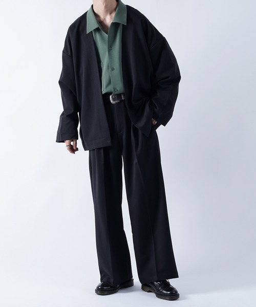 kutir(クティール)の「ボタンレスオーバージャケット(テーラードジャケット・メンズ・ブラック/グリーン/レンガ・MEDIUM/LARGE)」の4枚目の写真