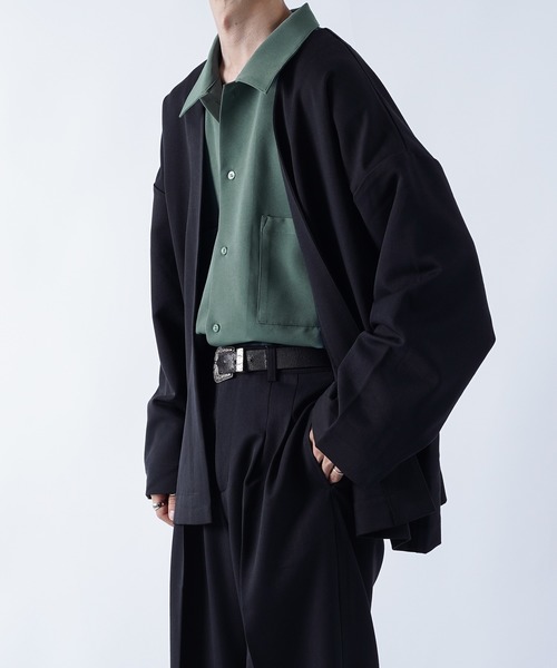 kutir(クティール)の「ボタンレスオーバージャケット(テーラードジャケット・メンズ・ブラック/グリーン/レンガ・MEDIUM/LARGE)」の10枚目の写真