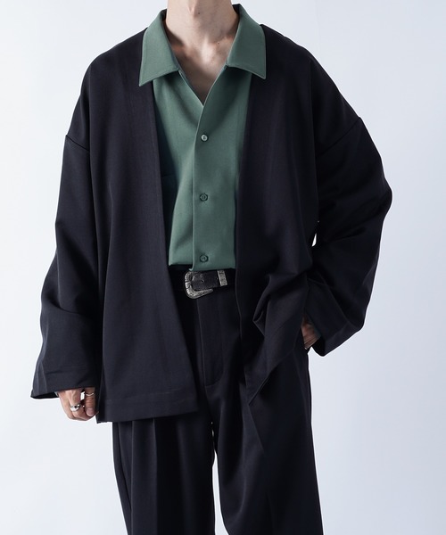 kutir(クティール)の「ボタンレスオーバージャケット(テーラードジャケット・メンズ・ブラック/グリーン/レンガ・MEDIUM/LARGE)」の8枚目の写真