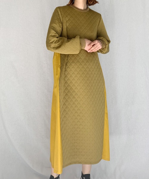 HERENCIA(ヘレンチア)の「キルティングワンピース(ワンピース・レディース・ホワイト/マスタード・M)」の4枚目の写真