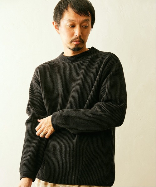 JOURNAL STANDARD relume(ジャーナルスタンダード レリューム)の「7GG ITALYメリノウール 畦編みクルーネックニット(ニット/セーター・メンズ・ホワイト/ブラック/グレー/グリーン/ネイビー/ピンク・MEDIUM/LARGE/X-LARGE)」の7枚目の写真