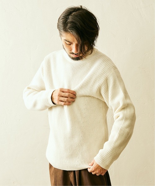 JOURNAL STANDARD relume(ジャーナルスタンダード レリューム)の「7GG ITALYメリノウール 畦編みクルーネックニット(ニット/セーター・メンズ・ホワイト/ブラック/グレー/グリーン/ネイビー/ピンク・MEDIUM/LARGE/X-LARGE)」の8枚目の写真