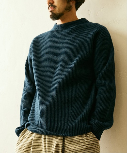 JOURNAL STANDARD relume(ジャーナルスタンダード レリューム)の「7GG ITALYメリノウール 畦編みクルーネックニット(ニット/セーター・メンズ・ホワイト/ブラック/グレー/グリーン/ネイビー/ピンク・MEDIUM/LARGE/X-LARGE)」の9枚目の写真