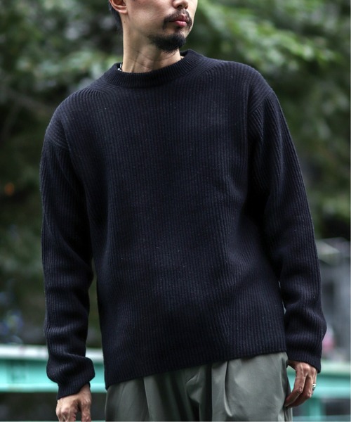 セール】7GG ITALYメリノウール 畦編みクルーネックニット（ニット