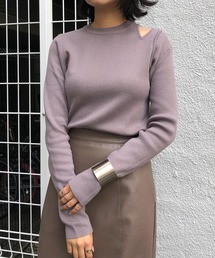 &g'aime | 【&g'aime】編地切り替えアシンメトリーニット/ショルダースリットニット(ニット/セーター)