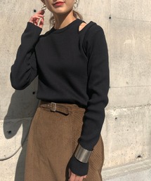 【&g'aime】編地切り替えアシンメトリーニット