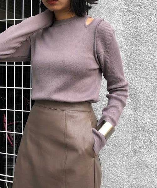 &g'aime（アンジェム）の「【&g'aime】編地切り替えアシンメトリーニット（ニット/セーター・レディース・ブラック/ベージュ/グレー/アイボリー・FREE）」の22枚目の写真