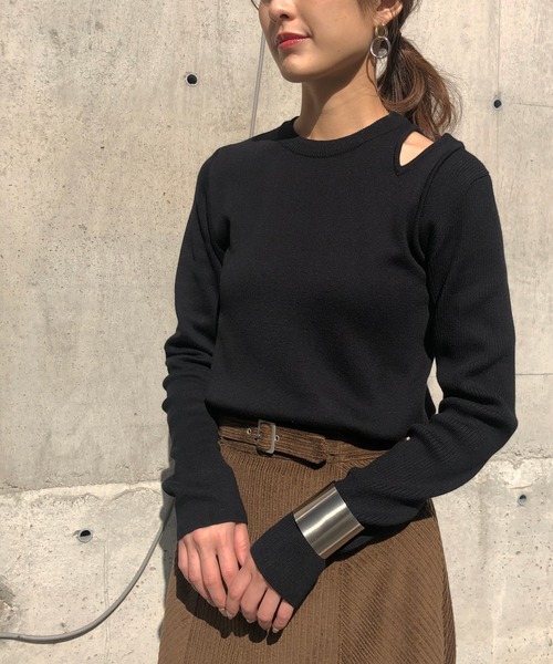 &g'aime（アンジェム）の「【&g'aime】編地切り替えアシンメトリーニット（ニット/セーター・レディース・ブラック/ベージュ/グレー/アイボリー・FREE）」の18枚目の写真