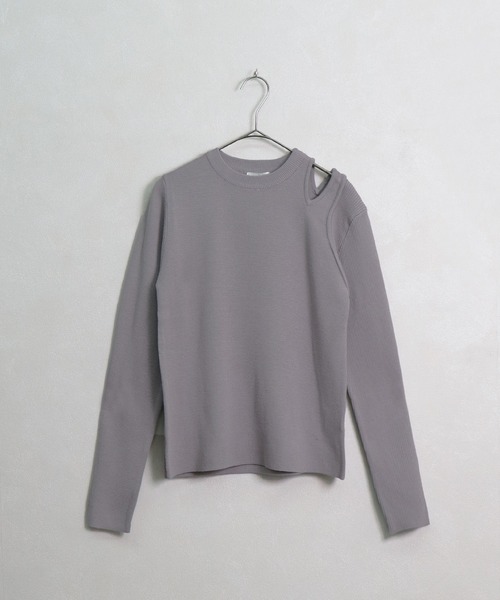 &g'aime（アンジェム）の「【&g'aime】編地切り替えアシンメトリーニット（ニット/セーター・レディース・ブラック/ベージュ/グレー/アイボリー・FREE）」の5枚目の写真