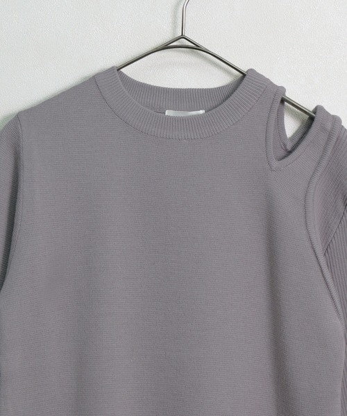 &g'aime（アンジェム）の「【&g'aime】編地切り替えアシンメトリーニット（ニット/セーター・レディース・ブラック/ベージュ/グレー/アイボリー・FREE）」の6枚目の写真