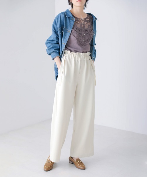 Bou Jeloud（ブージュルード）の「サイドベルトセミワイドパンツ（その他パンツ・レディース・ブラック/ライム/ホワイト系その他・38）」の22枚目の写真