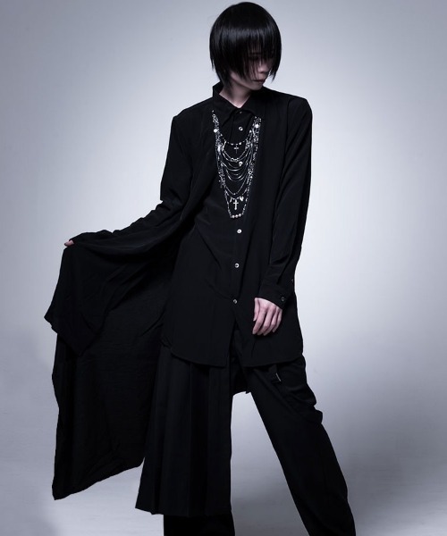 CIVARIZE(シヴァーライズ)の「『CIVARIZE』フェイクレイヤードアシメデザインシャツ(シャツ/ブラウス・メンズ・ブラック/ホワイト・L/M)」の2枚目の写真
