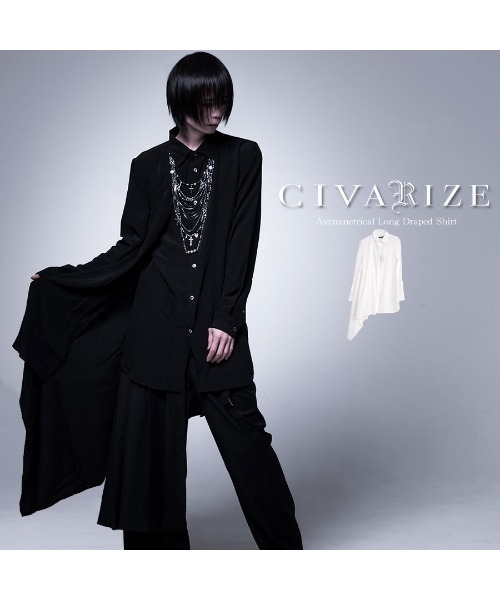 CIVARIZE(シヴァーライズ)の「『CIVARIZE』フェイクレイヤードアシメデザインシャツ(シャツ/ブラウス・メンズ・ブラック/ホワイト・L/M)」の3枚目の写真