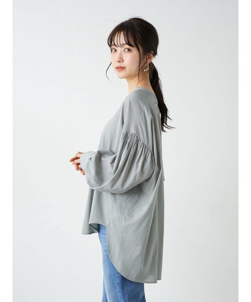 earth music&ecology（アースミュージックアンドエコロジー）の「ボリュームスリーブブラウス ＊（シャツ/ブラウス・レディース・オフホワイト/ミント/ラベンダー/ストライプ・FREE）」の5枚目の写真