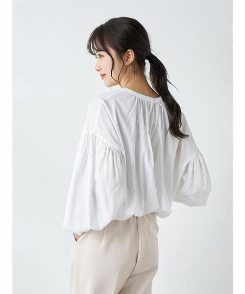 earth music&ecology（アースミュージックアンドエコロジー）の「ボリュームスリーブブラウス ＊（シャツ/ブラウス・レディース・オフホワイト/ミント/ラベンダー/ストライプ・FREE）」の15枚目の写真