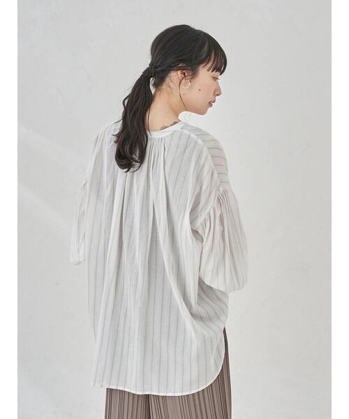 earth music&ecology（アースミュージックアンドエコロジー）の「ボリュームスリーブブラウス ＊（シャツ/ブラウス・レディース・オフホワイト/ミント/ラベンダー/ストライプ・FREE）」の20枚目の写真