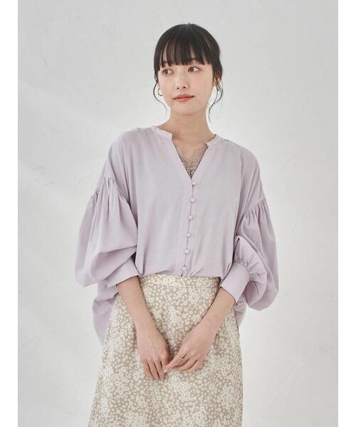 earth music&ecology（アースミュージックアンドエコロジー）の「ボリュームスリーブブラウス ＊（シャツ/ブラウス・レディース・オフホワイト/ミント/ラベンダー/ストライプ・FREE）」の16枚目の写真