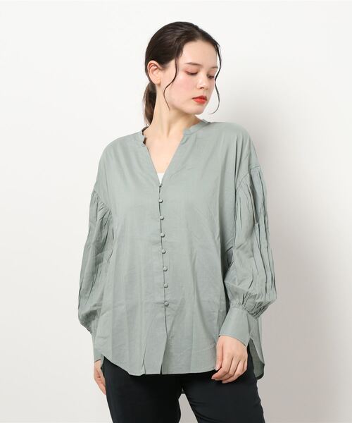 earth music&ecology（アースミュージックアンドエコロジー）の「ボリュームスリーブブラウス ＊（シャツ/ブラウス・レディース・オフホワイト/ミント/ラベンダー/ストライプ・FREE）」の13枚目の写真