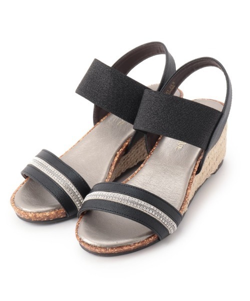 SHOO・LA・RUE(シューラルー)の「◆累計28万足!ウェッジソールサンダル「シューダル」(サンダル・レディース・ブラック/ネイビー/ライトグリーン/サンドベージュ/ブロンズ/ライトパープル/パープル系その他/ベージュ系その他2/オレンジ系その他2/ブラック系1/ブラック系6/ブラック系8/ダークブラウン系7/ブラウン系2/ブラウン系5/ネイビー系/ライトイエロー系1/ピンク系/シルバー系2/シルバー系6/ゴールド系2/ゴールド系5/ゴールド系6/カーキ/ベージュ系3/ベージュ系その他3/シルバー系7/ベージュ系その他5/ブルー系3/ピンク系その他・35/45/25)」の4枚目の写真