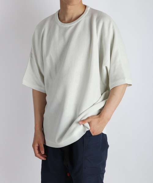 WESTSEA(ウエストシー)の「12G ミラノリブ クルーネック ドルマンスリーブ五分袖サマーニット(ニット/セーター・メンズ・ライトグレー/ブラック/ネイビー/ブラウン/グレー/ベージュ/ナチュラル/ブルー/スモークピンク/ワイン/ダークグリーン/オレンジ/パープル/マスタード/ライトグリーン/ブラウン系その他/グリーン/ブルー系その他/グレイッシュブルー/レッド/ブラック系その他/サックスブルー/ブルー系その他2/ブルー系その他3/パープル系その他・M/L)」の9枚目の写真