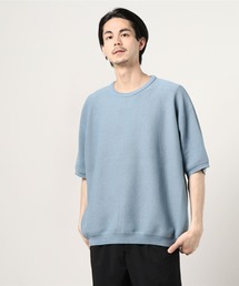 12G ミラノリブ クルーネック ドルマンスリーブ五分袖サマーニット