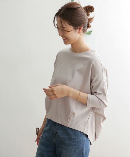 URBAN RESEARCH DOORS(アーバンリサーチドアーズ)の「コットンタック7分袖プルオーバー(Tシャツ/カットソー・レディース・ネイビー/ベージュ/オフホワイト/イエロー系その他/パープル系その他・ONE)」の21枚目の写真
