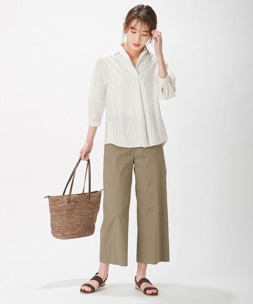 J.PRESS Ladies（J.プレス レディス）の「ストライプジャージー スキッパーネック カットソー（Tシャツ/カットソー・レディース・サックスブルー系2/サックスブルー系1/ホワイト系1/ブラウン系2・SMALL）」の10枚目の写真