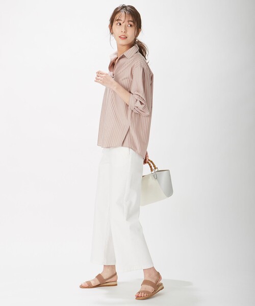 J.PRESS Ladies（J.プレス レディス）の「ストライプジャージー スキッパーネック カットソー（Tシャツ/カットソー・レディース・サックスブルー系2/サックスブルー系1/ホワイト系1/ブラウン系2・SMALL）」の7枚目の写真