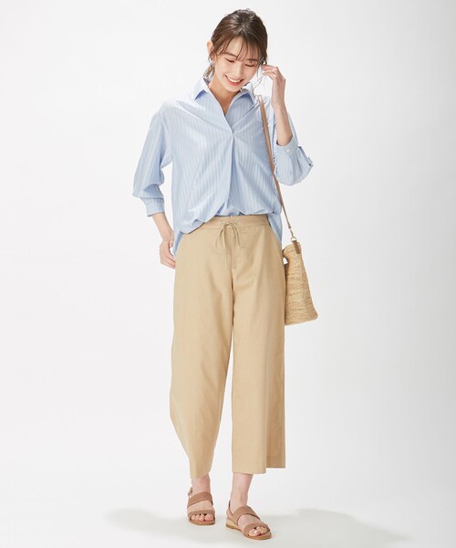 J.PRESS Ladies（J.プレス レディス）の「ストライプジャージー スキッパーネック カットソー（Tシャツ/カットソー・レディース・サックスブルー系2/サックスブルー系1/ホワイト系1/ブラウン系2・SMALL）」の5枚目の写真