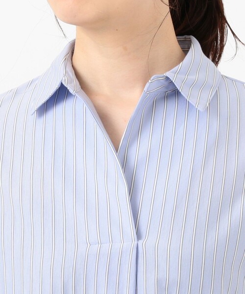 J.PRESS Ladies（J.プレス レディス）の「ストライプジャージー スキッパーネック カットソー（Tシャツ/カットソー・レディース・サックスブルー系2/サックスブルー系1/ホワイト系1/ブラウン系2・SMALL）」の11枚目の写真