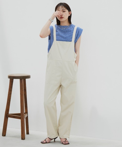 Aunt Marie's（アントマリーズ）の「ドロストサロペット / 低身長向けSサイズ有（サロペット/オーバーオール・レディース・ブラック/アイボリー・SMALL/FREE）」の9枚目の写真