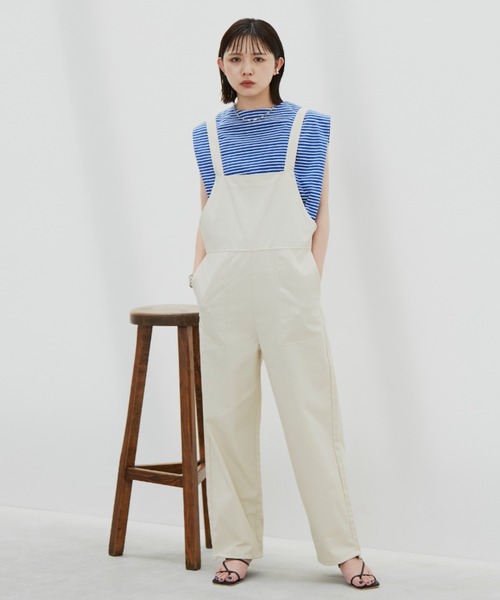 Aunt Marie's（アントマリーズ）の「ドロストサロペット / 低身長向けSサイズ有（サロペット/オーバーオール・レディース・ブラック/アイボリー・SMALL/FREE）」の7枚目の写真