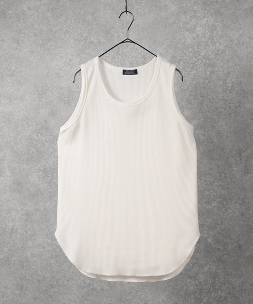 make a ray!（メイク ア レイ！）の「ワッフルラウンド ロングタンクトップ（タンクトップ・メンズ・ホワイト/グレイッシュベージュ/グレー/ブラック・M/L/XL）」の2枚目の写真