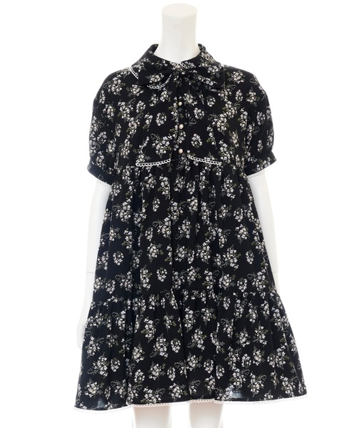 Secret Honey（シークレットハニー）の「花柄ティアードシャツワンピース（ワンピース・レディース・ブラック/オフホワイト/イエロー・MEDIUM）」の12枚目の写真